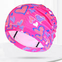 Pleated Swim Cap Men's And Women's Cute Print Solid Color Adult Plus Size