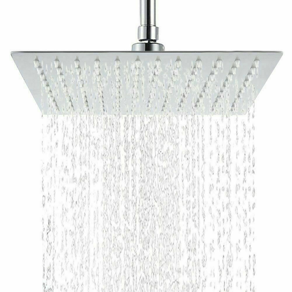 12 Large Square Shower Head Chrome Stainless Steel Rainfall Overhead Bathroom   The UK Does Not Include VAT, Which Needs To Be Borne By Oneself. Please Consider Carefully Before Placing An Order