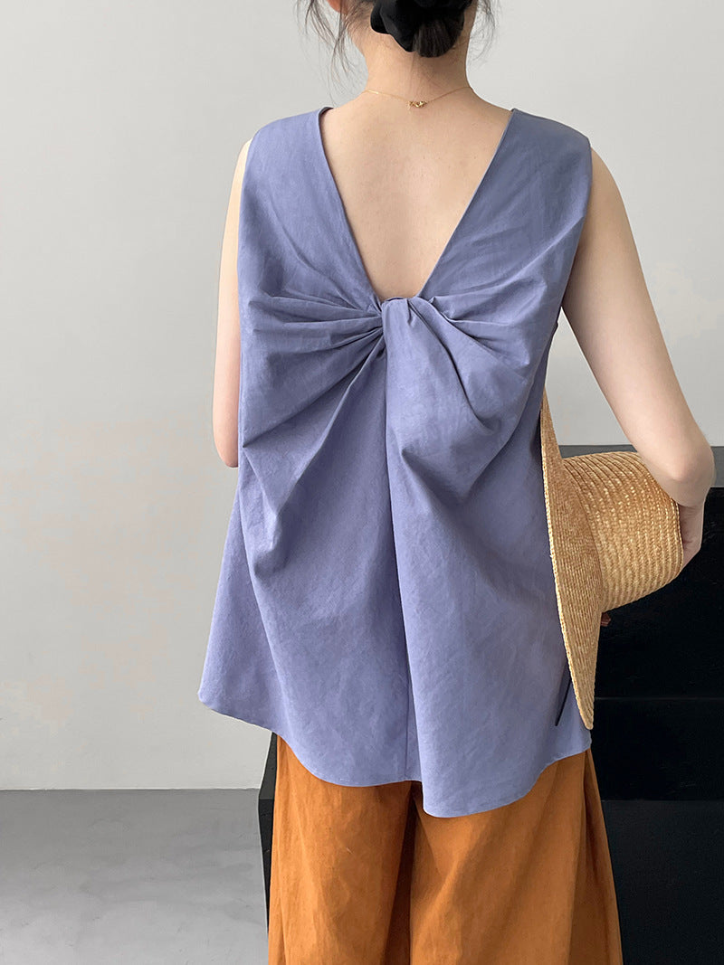 Sleeveless Shirt Loose Mid-length Top