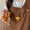 Handmade Alkaline Water Bread Autumn And Winter Necklace Girl Cute Car Bag Pendant Accessories Creative Neck Sweater Chain Woman