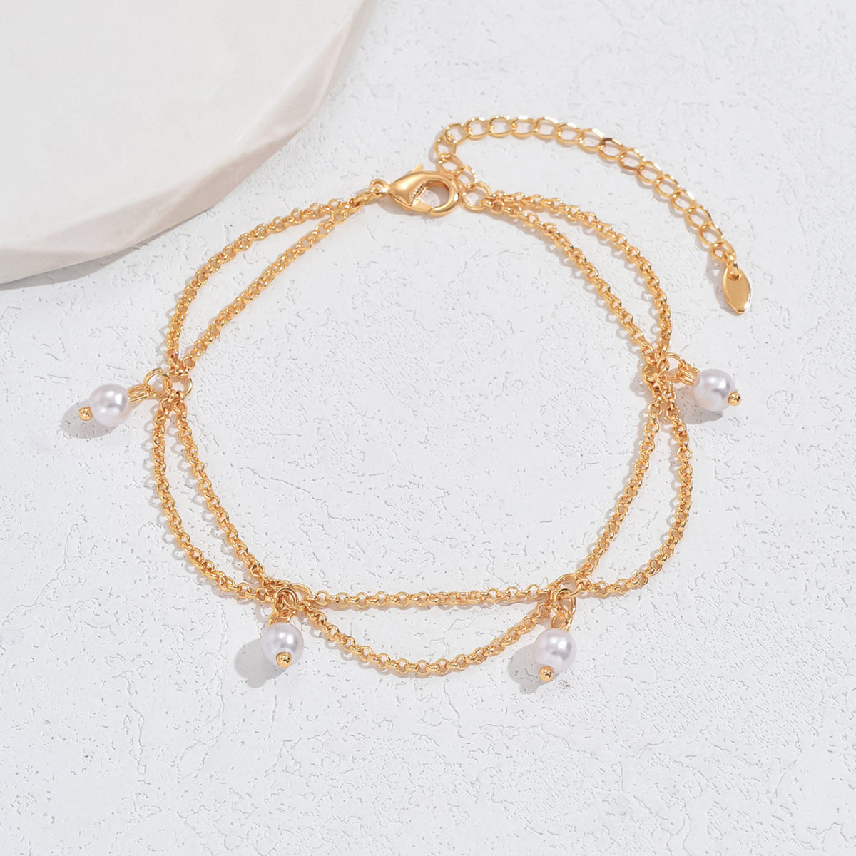 Hexagonal Star With Pearl Anklet Elegant High-grade Design Light Luxury