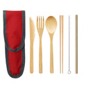 Portable Travel Bamboo Cutlery Cutlery Stainless Steel Straw Chopsticks Cutlery Set