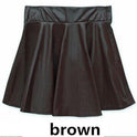 High waist Faux Leather Skirt sun skirt pleated skirt