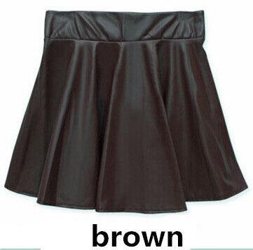 High waist Faux Leather Skirt sun skirt pleated skirt