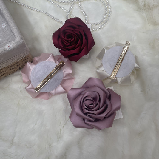 Side Clip Three-dimensional Silk Rose Clip