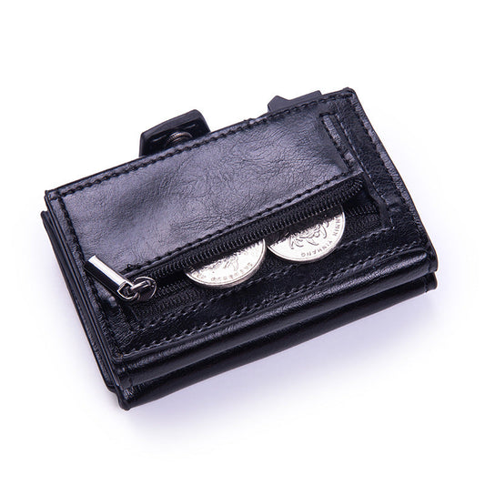 Men's High-grade Folding Leather Carbon Fiber Card Package