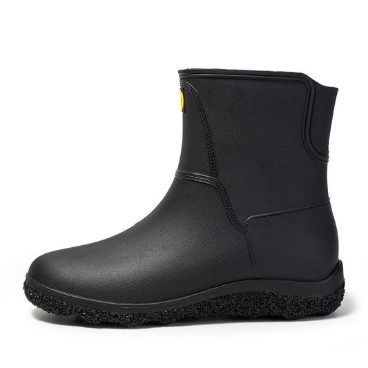 Fashion Mid-Tube Rain Boots Men's Water Shoes