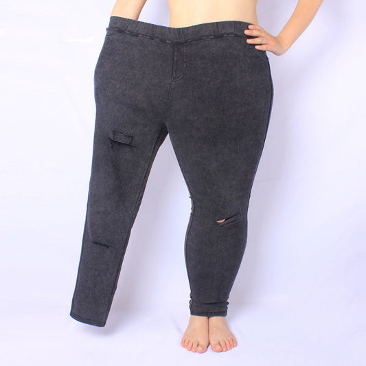 Korean style ripped knee leggings