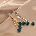 925 Silver Long Diamond-studded Tassel Earrings