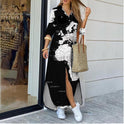 Women's Map Digital Printing Fashion Shirtdress