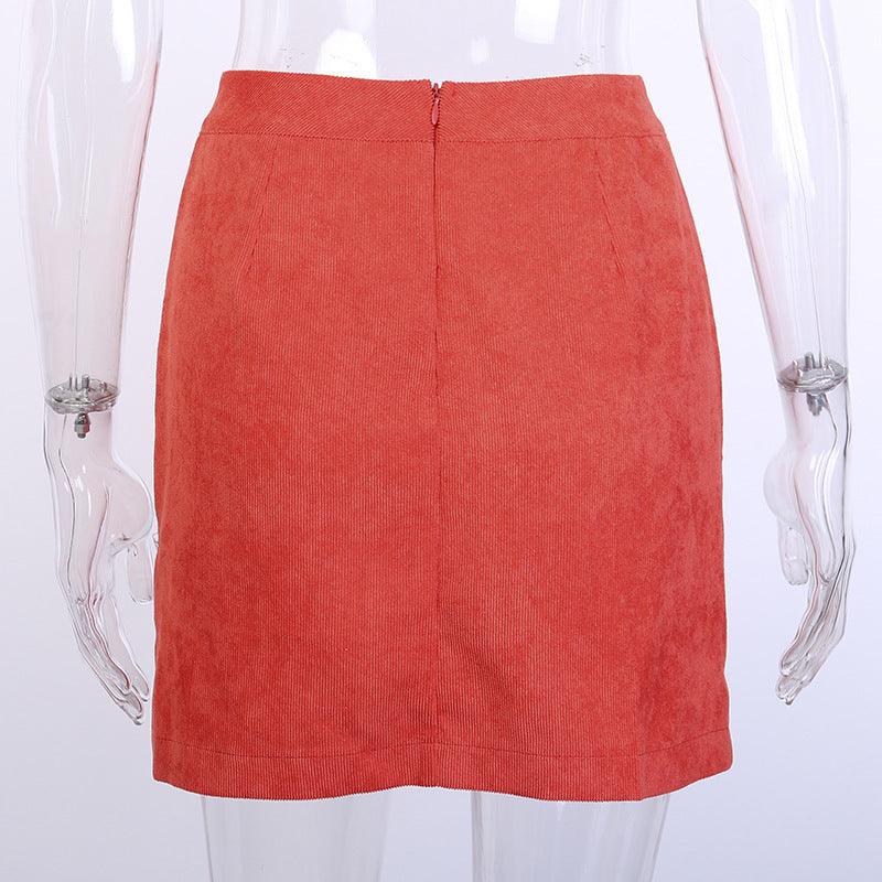 Corduroy split skirt