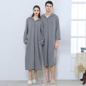 Zipper Bathrobe Couple Hooded Nightgown Thin Pajamas