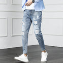 Ripped cropped jeans beggar pants