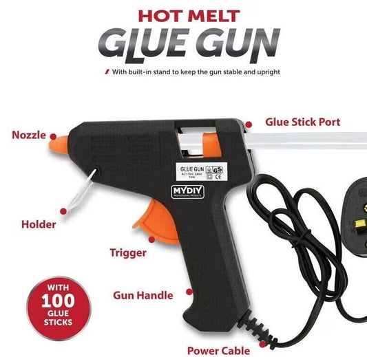 Hot Melt Glue Gun Electric Trigger Adhesive Hobby Craft DIY FREE Glue Sticks