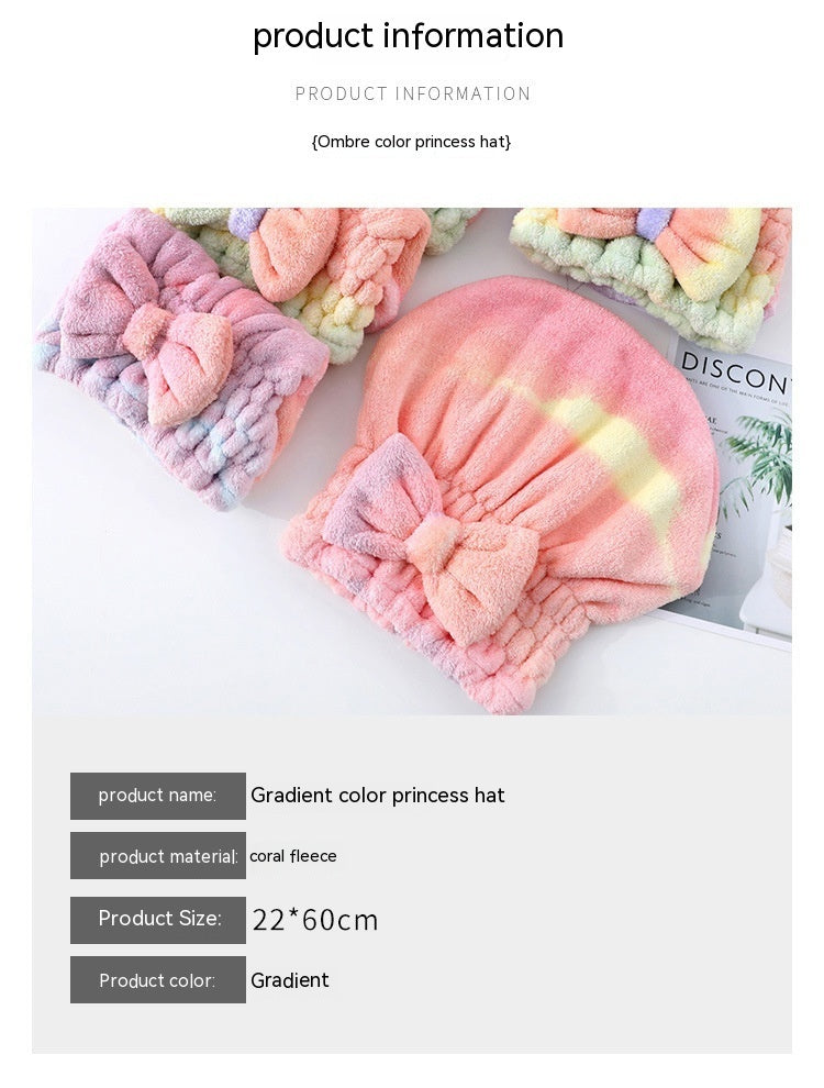 Women's Absorbent Thickened Cute Coral Fleece Soft Hair-drying Cap