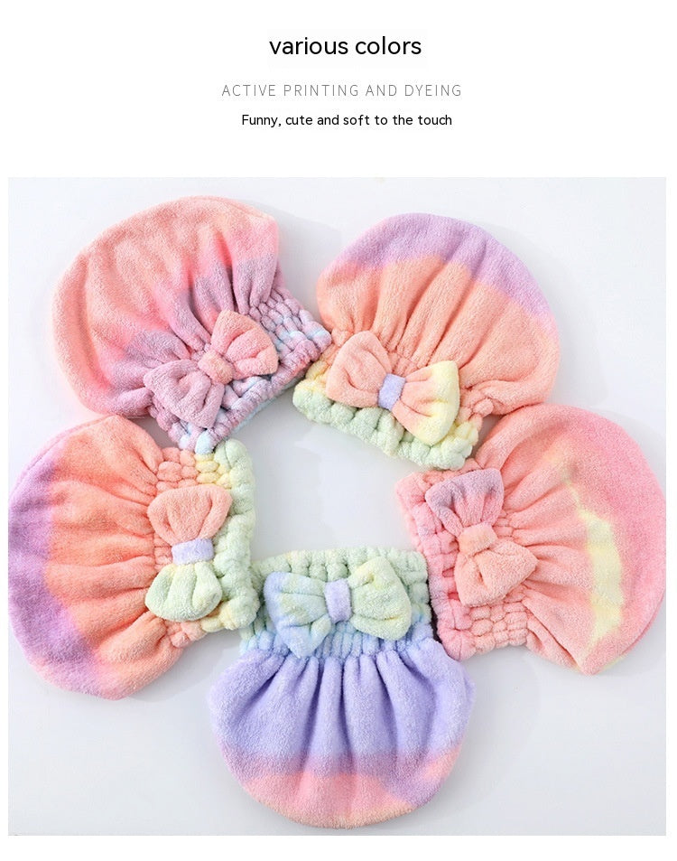 Women's Absorbent Thickened Cute Coral Fleece Soft Hair-drying Cap