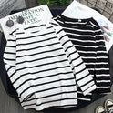 Black Striped Western Style Shirt Women's Long-sleeved T-shirt