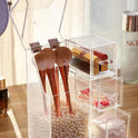 Clear Plastic Makeup Brush Storage Box with Cover Jewelry Earring Organizer Acrylic Makeup Organizer