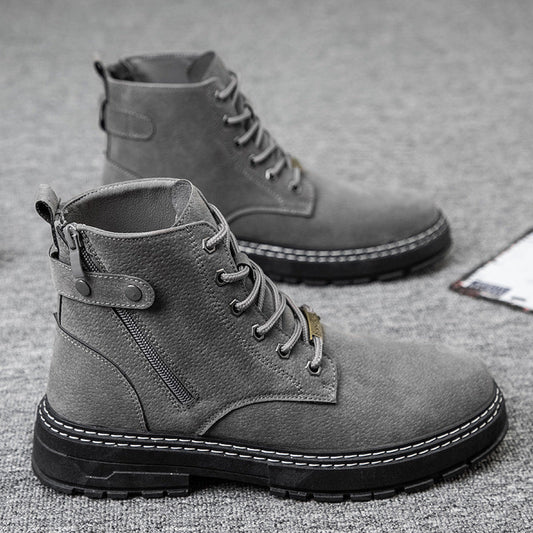 Round toe side zipper casual Martin boots