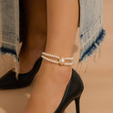 Vintage Elastic Double-layer Pearl Anklet Banquet