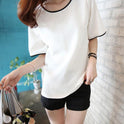 Solid color oversized short-sleeved bottoming shirt
