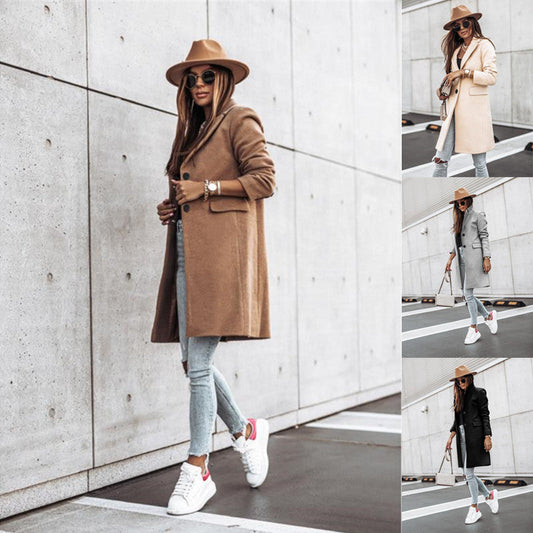 Simple Long Sleeve Button Nizi Coat