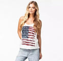 American flag print vest vintage distressed T-shirt top