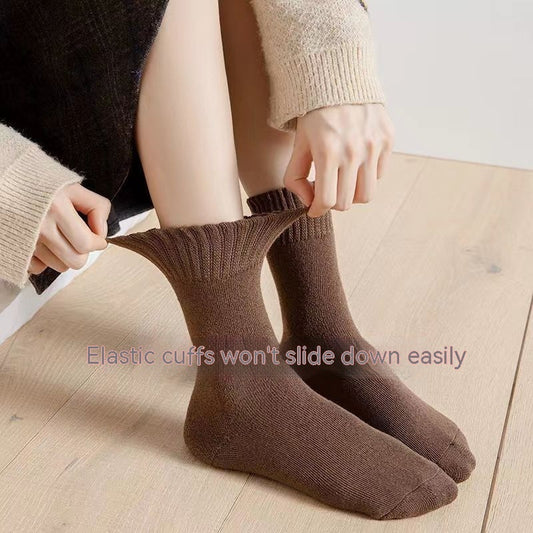 Women's Autumn And Winter Warm Plush Mid Length Socks