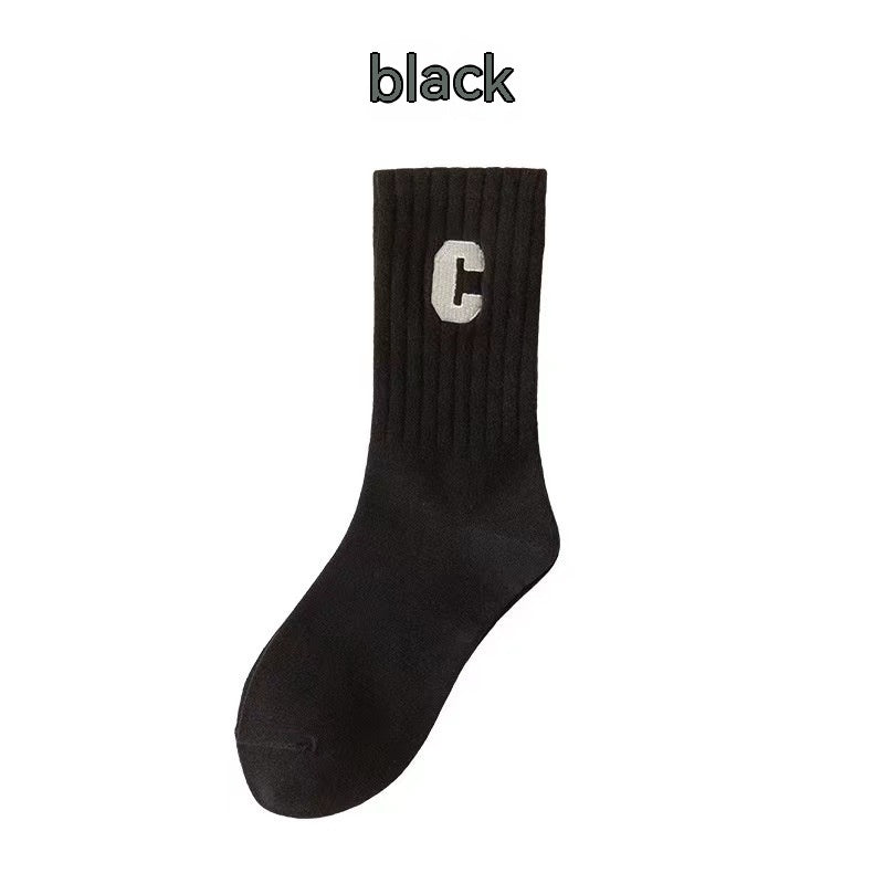 Brown Socks Women's Long Cotton Letters