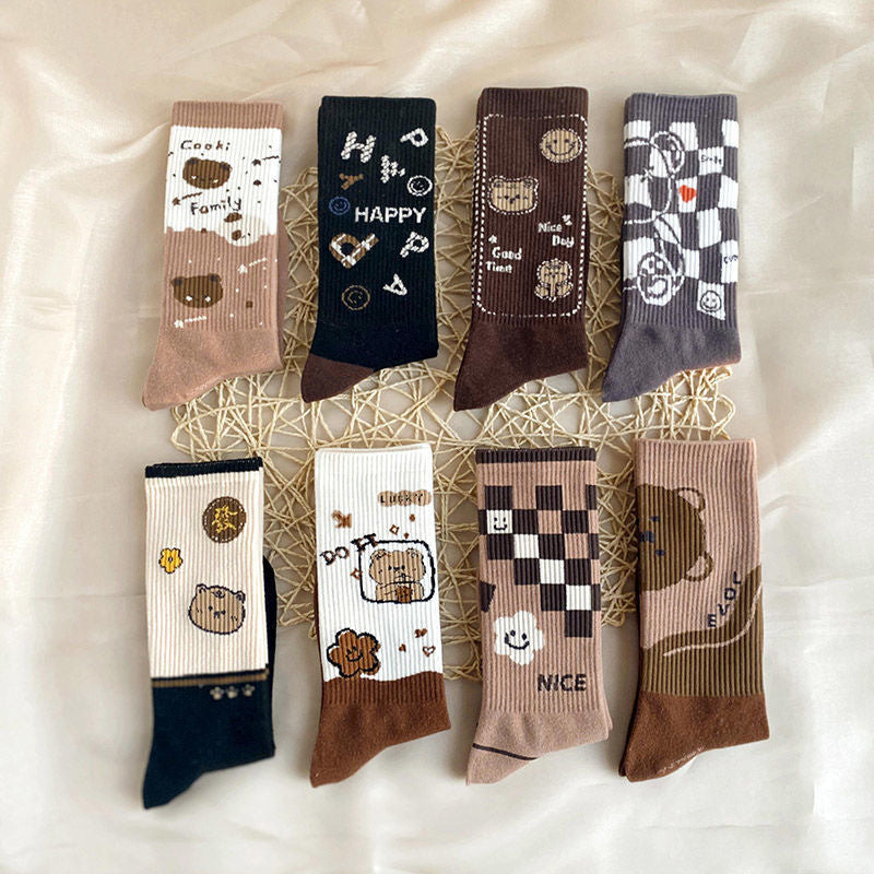 Coffee Colored Socks And Stockings Trend Korean Version