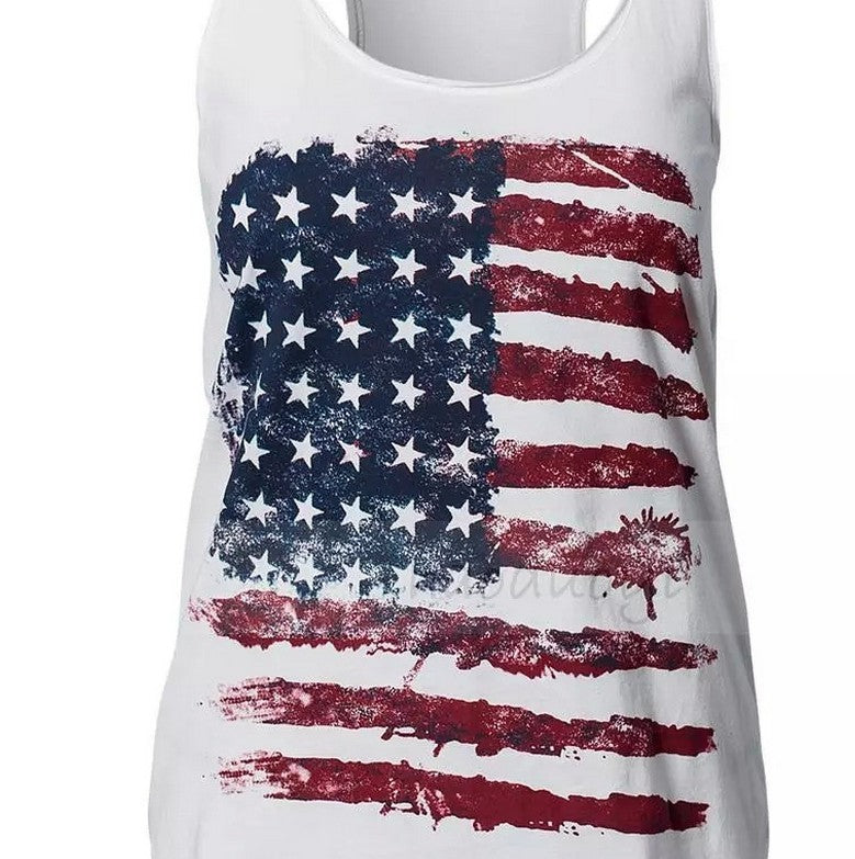 American flag print vest vintage distressed T-shirt top