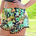Printed elastic waist shorts beach pants