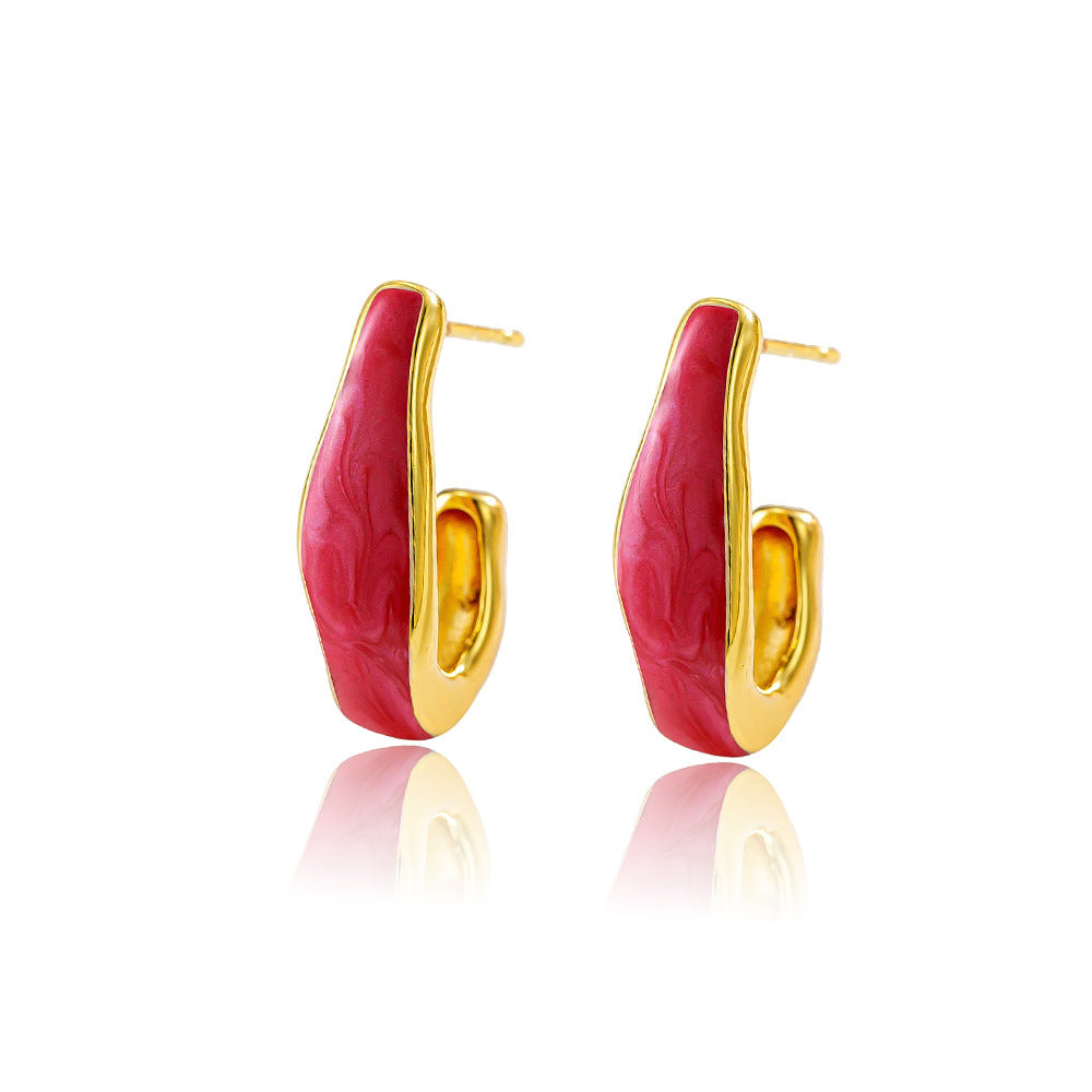 Fashion Stainless Steel Hook Enamel Earrings