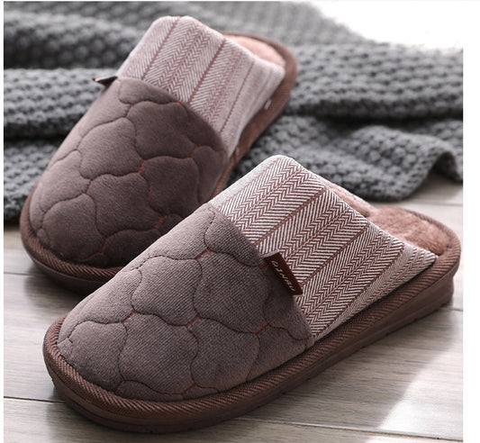 Embroidered Middle Aged And Elderly Men's Cotton Slippers