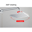 Large Square Shower Head Chrome Stainless Steel Rainfall Overhead Bathroom