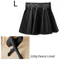 High waist Faux Leather Skirt sun skirt pleated skirt