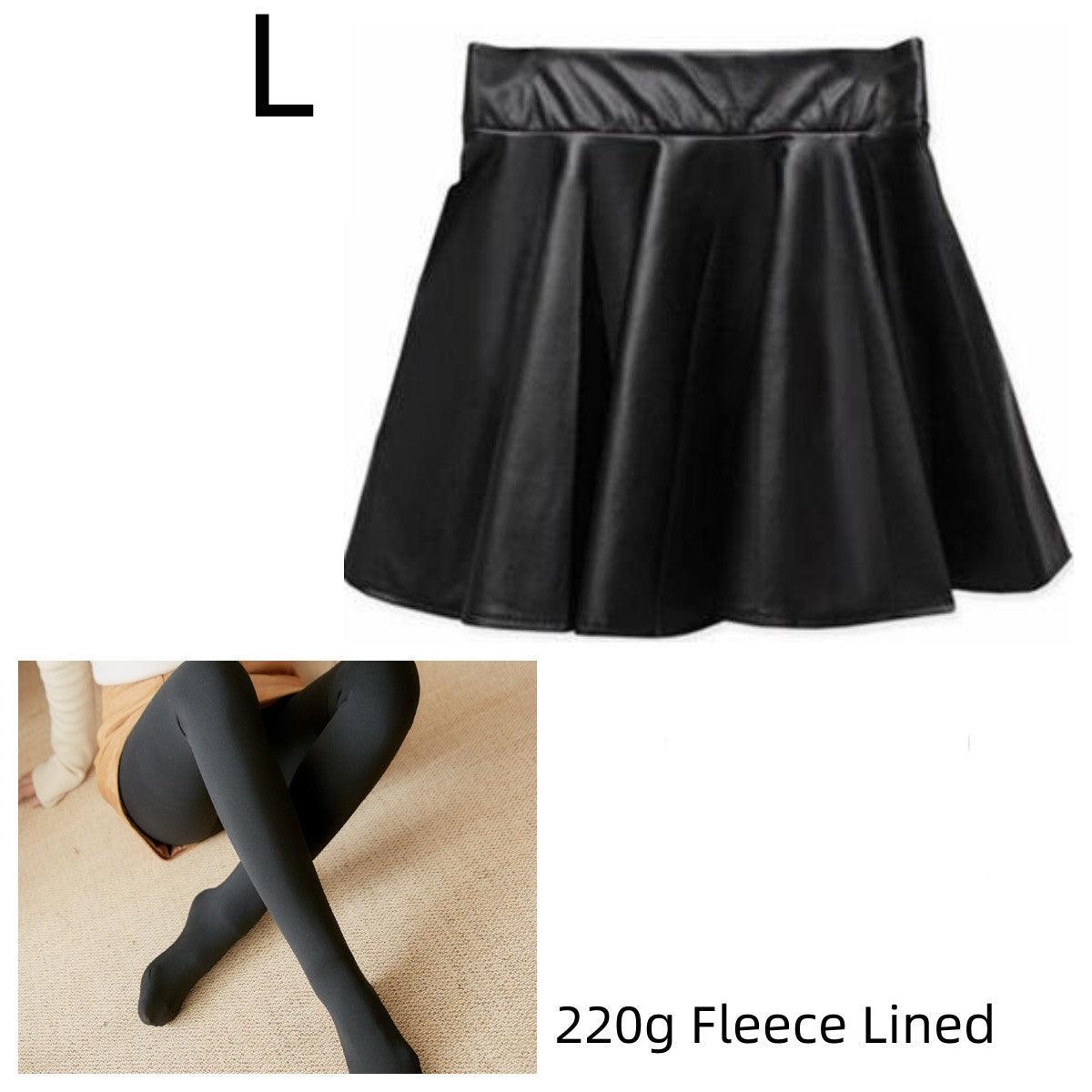 High waist Faux Leather Skirt sun skirt pleated skirt