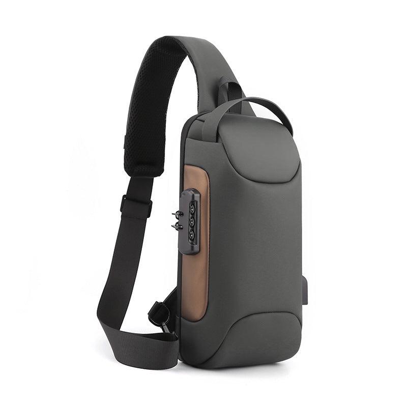 Leather Film Men's USB Charging Single Shoulder Chest Bag