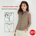 Women's Liner Waistcoat Lightweight Vest Down Jacket Round Neck Thin Lightweight