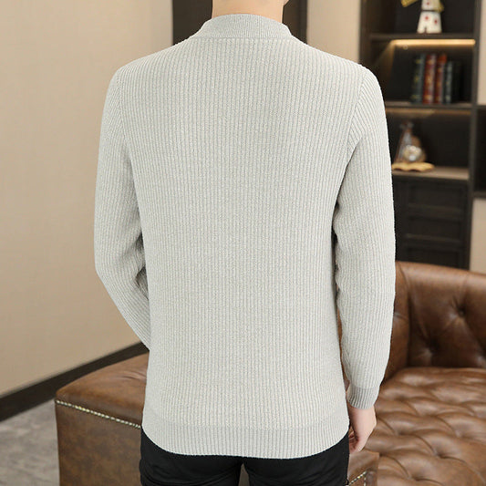 Autumn And Winter Thickened Warm Knitted Bottoming Sweater Men