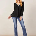 European And American New Elegant Elegant V-neck Women's Long-sleeved T-shirt