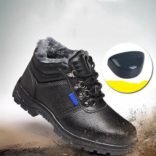 Labor Protection Shoes Men's Fleece-lined Thermal Work Shoes