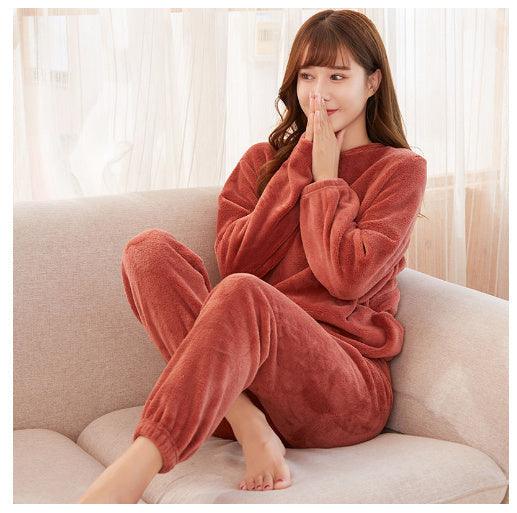 Warm Suit Women's Thick Coral Fleece Loungewear Suit