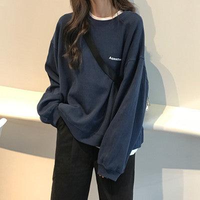 Thin Sweatshirt Hoodless Women's Western Style Top