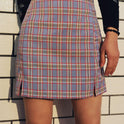 High Waist Plaid Skirt
