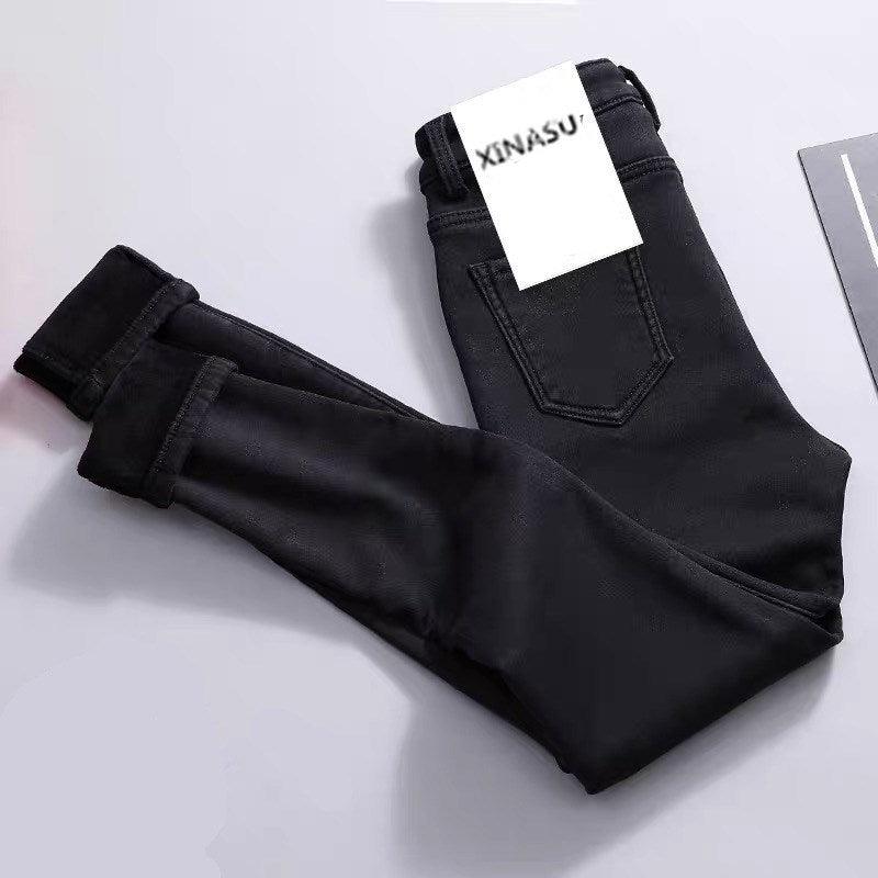 Women's Stretch High Waist Thickened Warm And Velvet Jeans