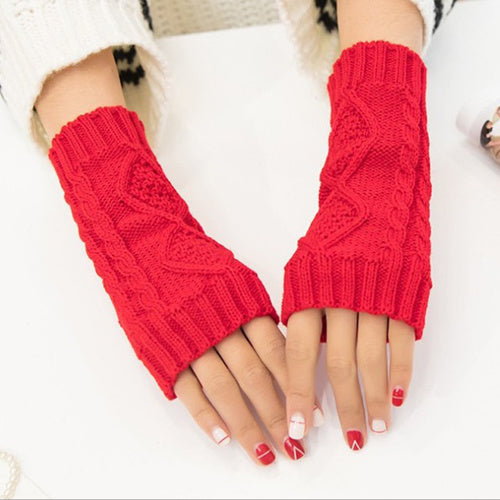 Cute fingerless diamond check gloves