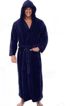 Warm Men's Plus Size Thick Hooded Long Sleeve Nightgown