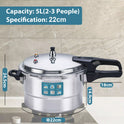 5L Aluminium Pressure Cooker Quick With Lid Latch Indicator Explosion-Proof