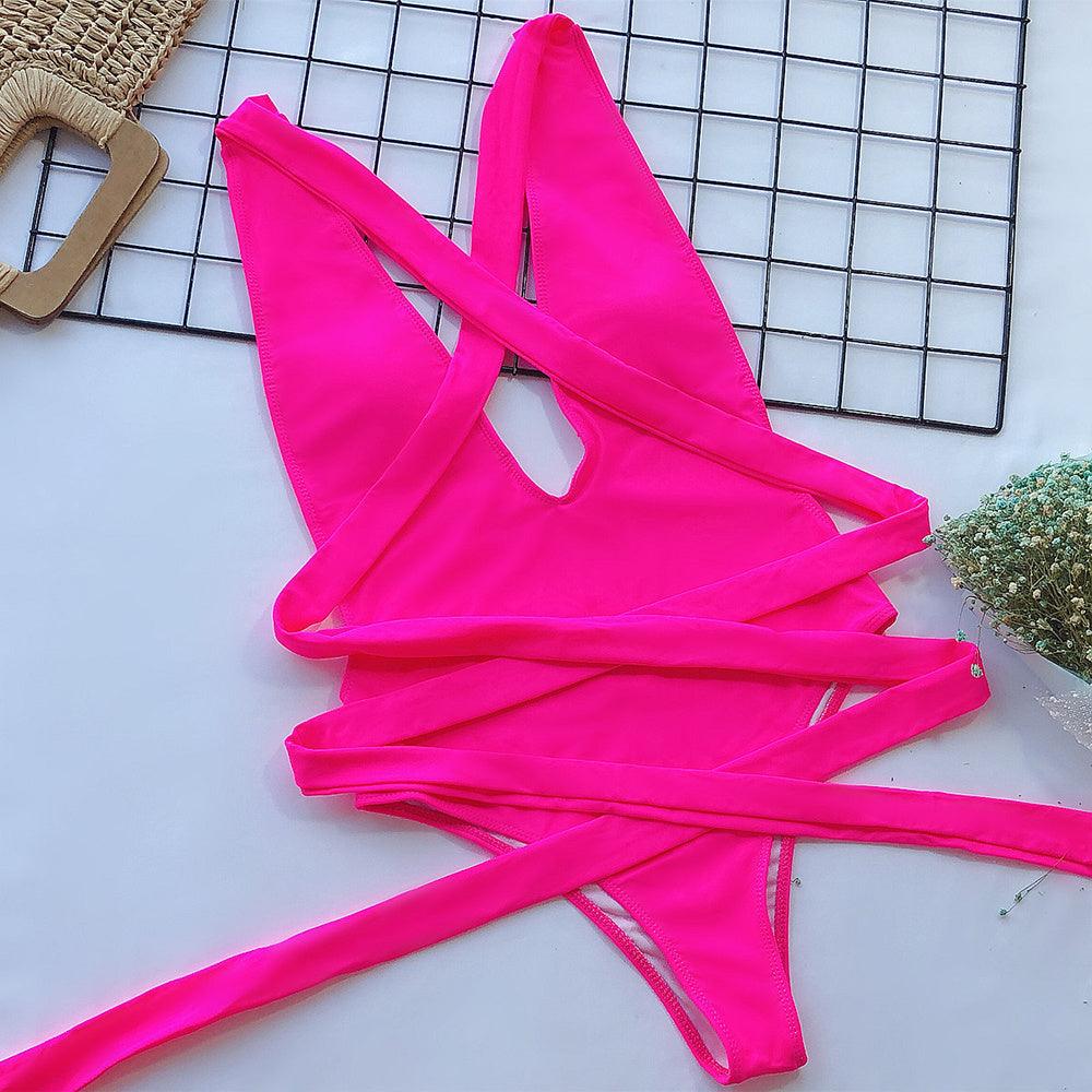 One-piece bikini with straps